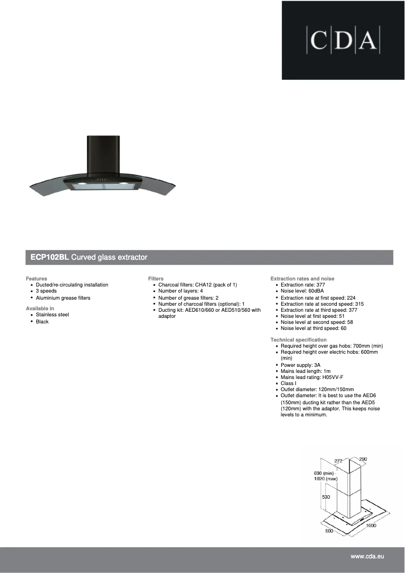 Page n°1 - Fiche technique CDA ECP102BL