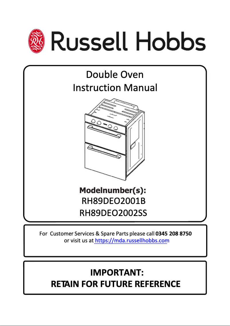Page 1 de la notice Manuel utilisateur Russell Hobbs RH89DEO2001B