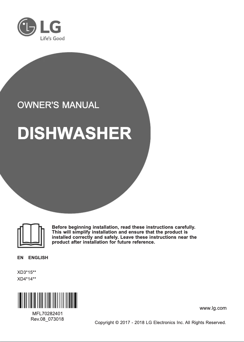 Page 1 de la notice Manuel utilisateur LG XD3A15BS