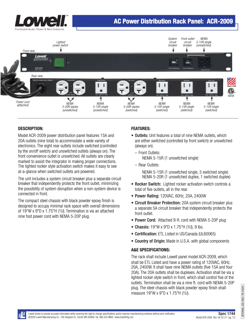 Image de la première page du manuel de l'appareil ACR-2009