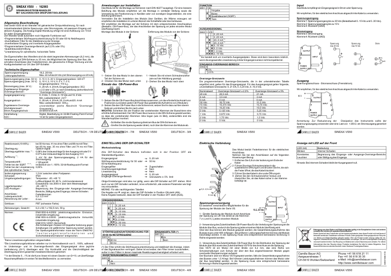 Page 1 de la notice Manuel utilisateur Camille Bauer Sineax VS50