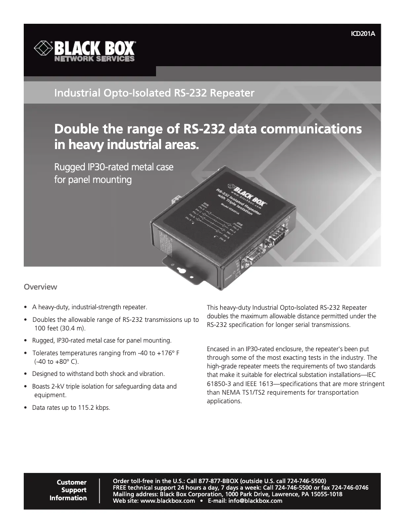 Page n°1 - Manuel utilisateur Black Box ICD201A