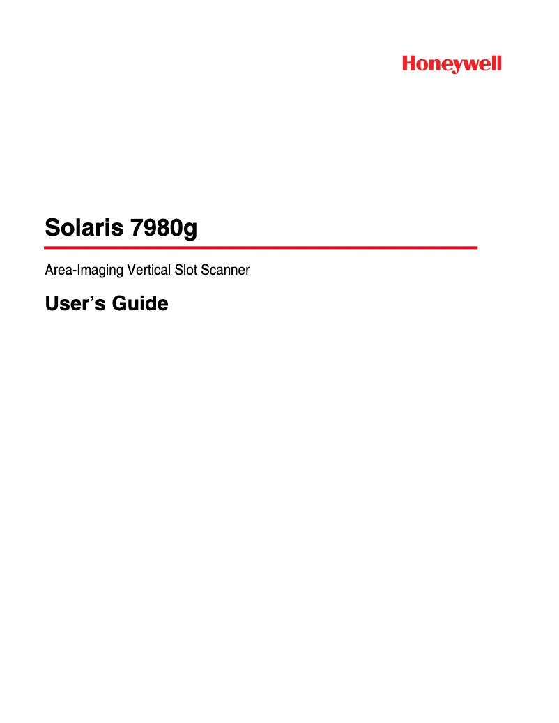 Page 1 de la notice Manuel utilisateur Honeywell 7980G-2USBC-0