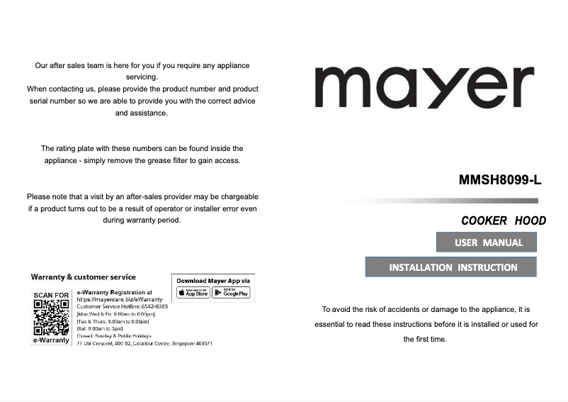 Page n°1 - Manuel utilisateur Mayer MMSH8099-L