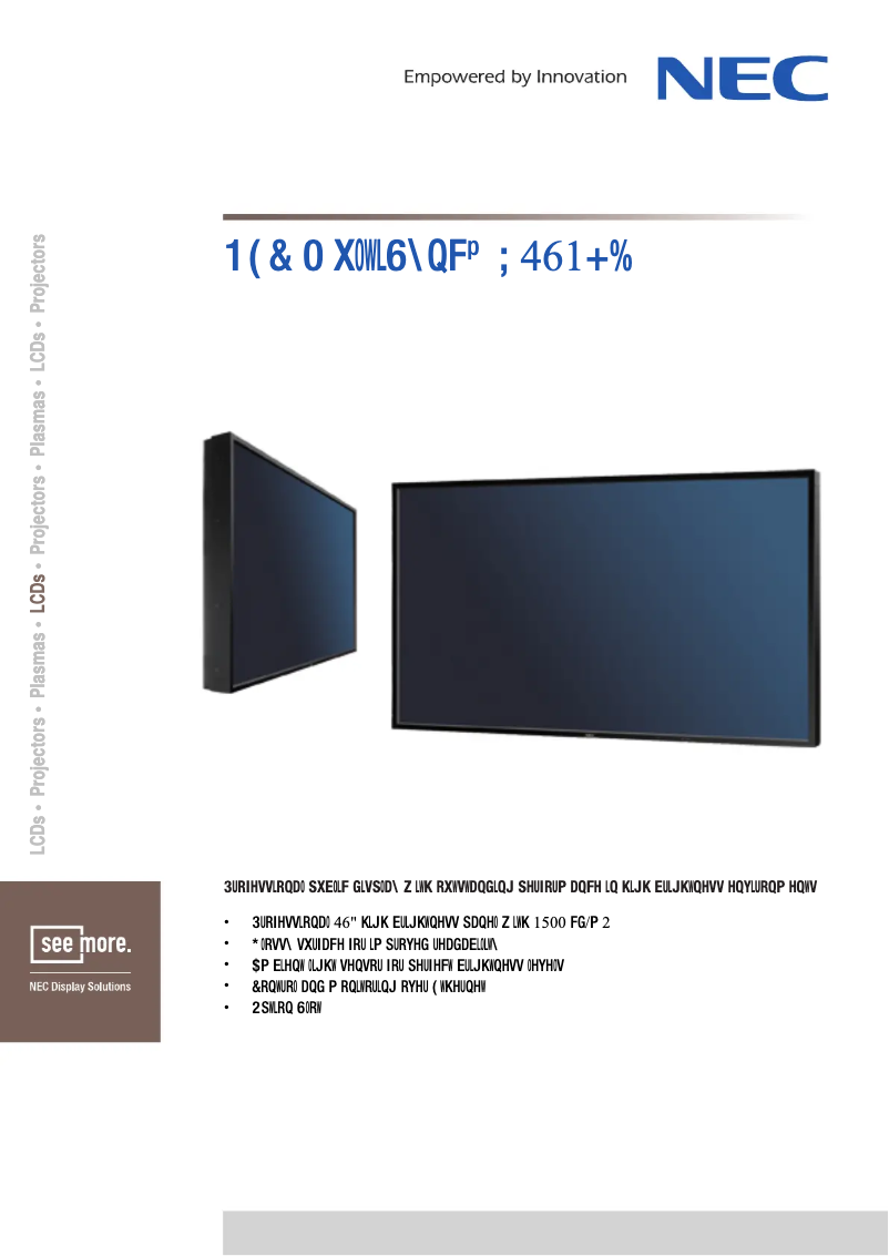 Página 1 del manual Ficha técnica NEC MultiSync X461HB