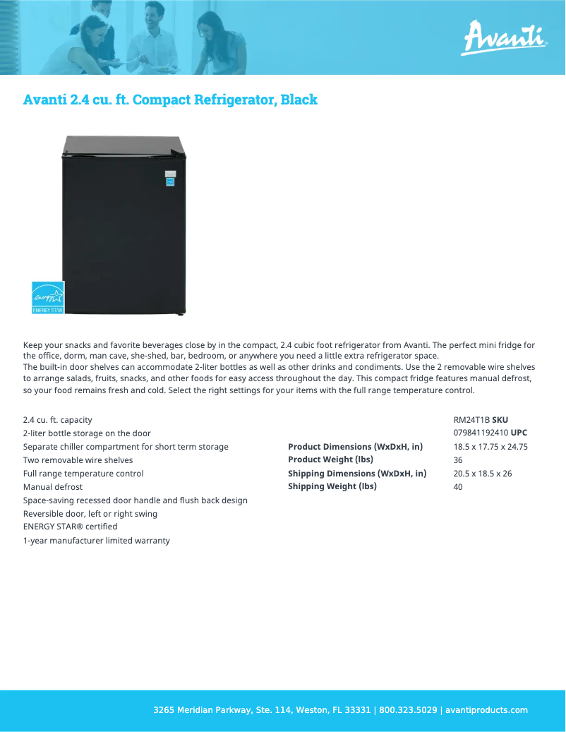 Page n°1 - Fiche technique Avanti RM24T1B