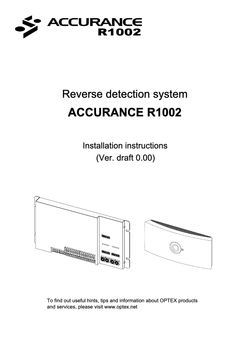 Page n°1 - Manuel utilisateur Optex Accurance R1002