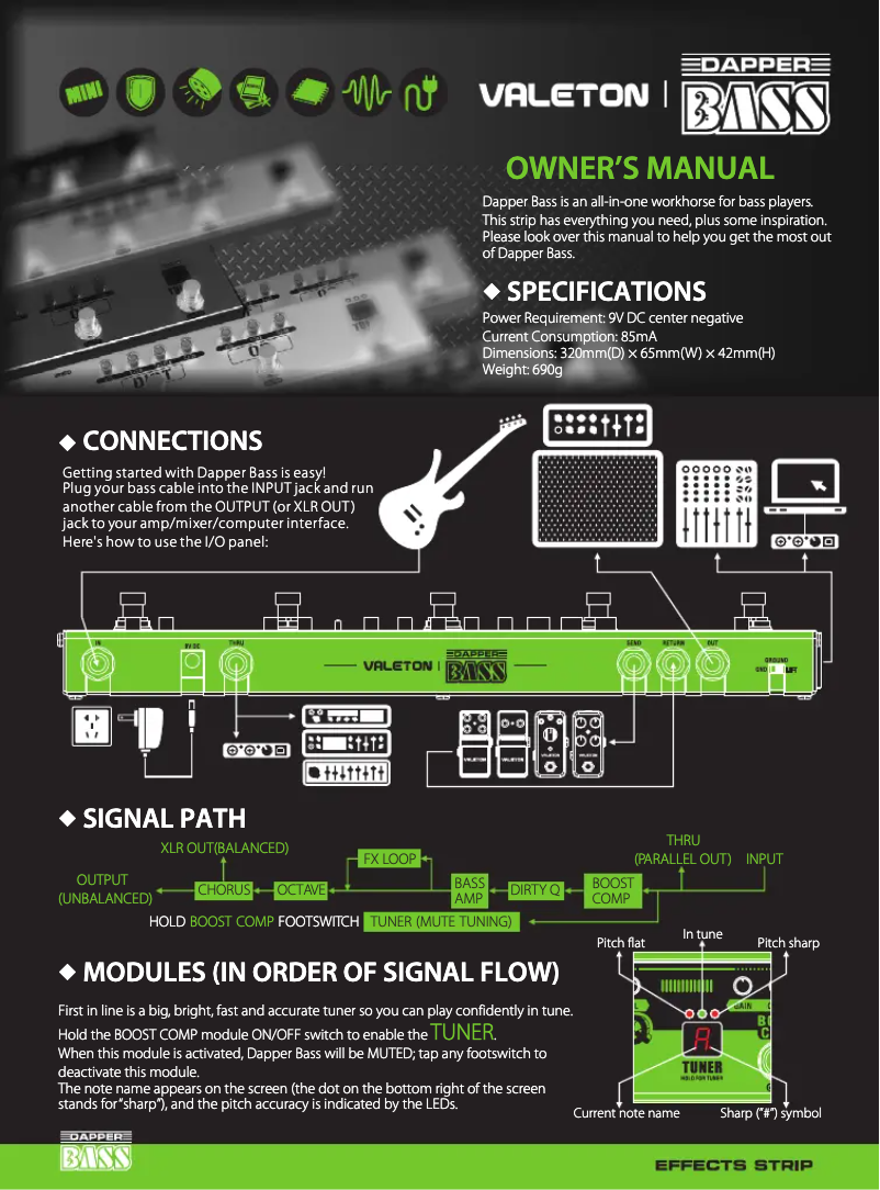 Page n°1 - Manuel utilisateur Valeton Dapper Bass