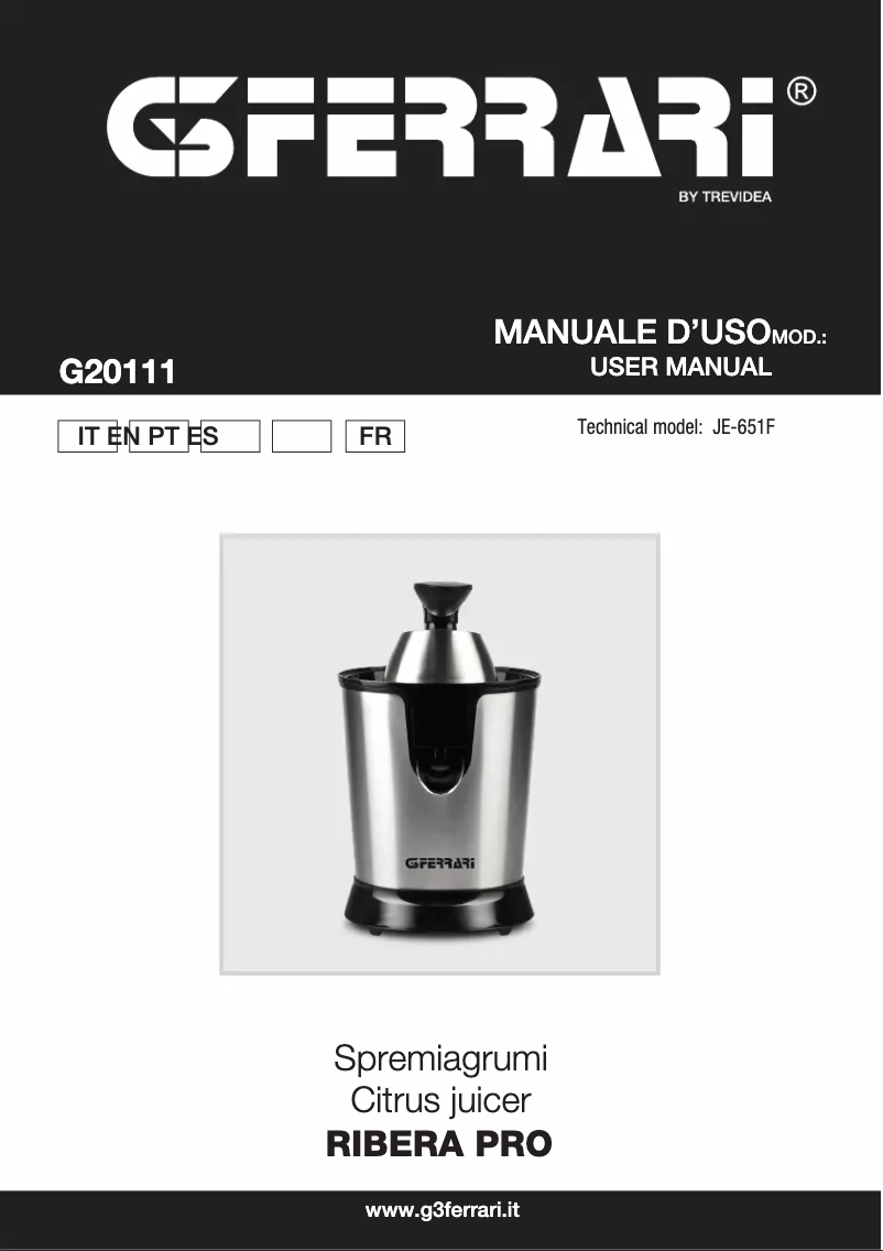 Página 1 del manual Manual de usuario G3 Ferrari Ribera Pro G20111