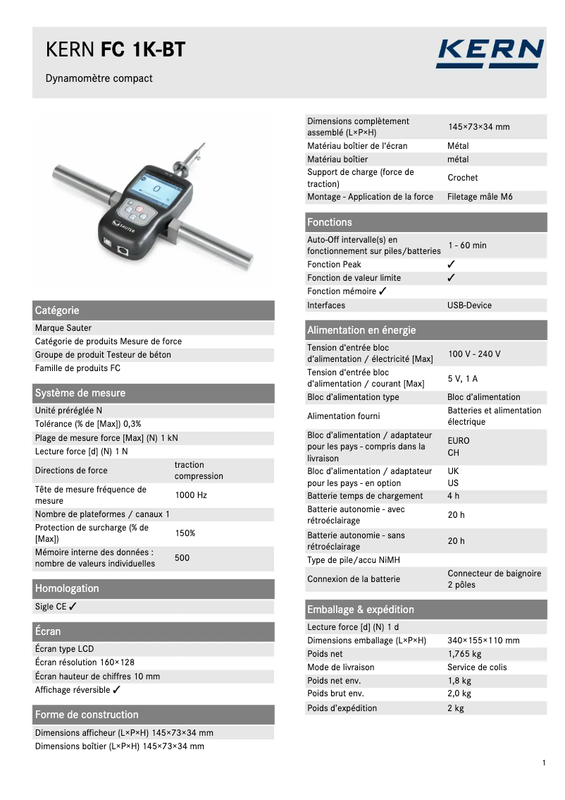 Image de la première page du manuel de l'appareil FC 1K-BT