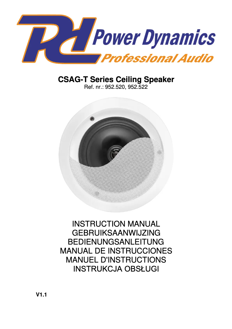 Página 1 del manual Manual de usuario Power Dynamics CSAG8T