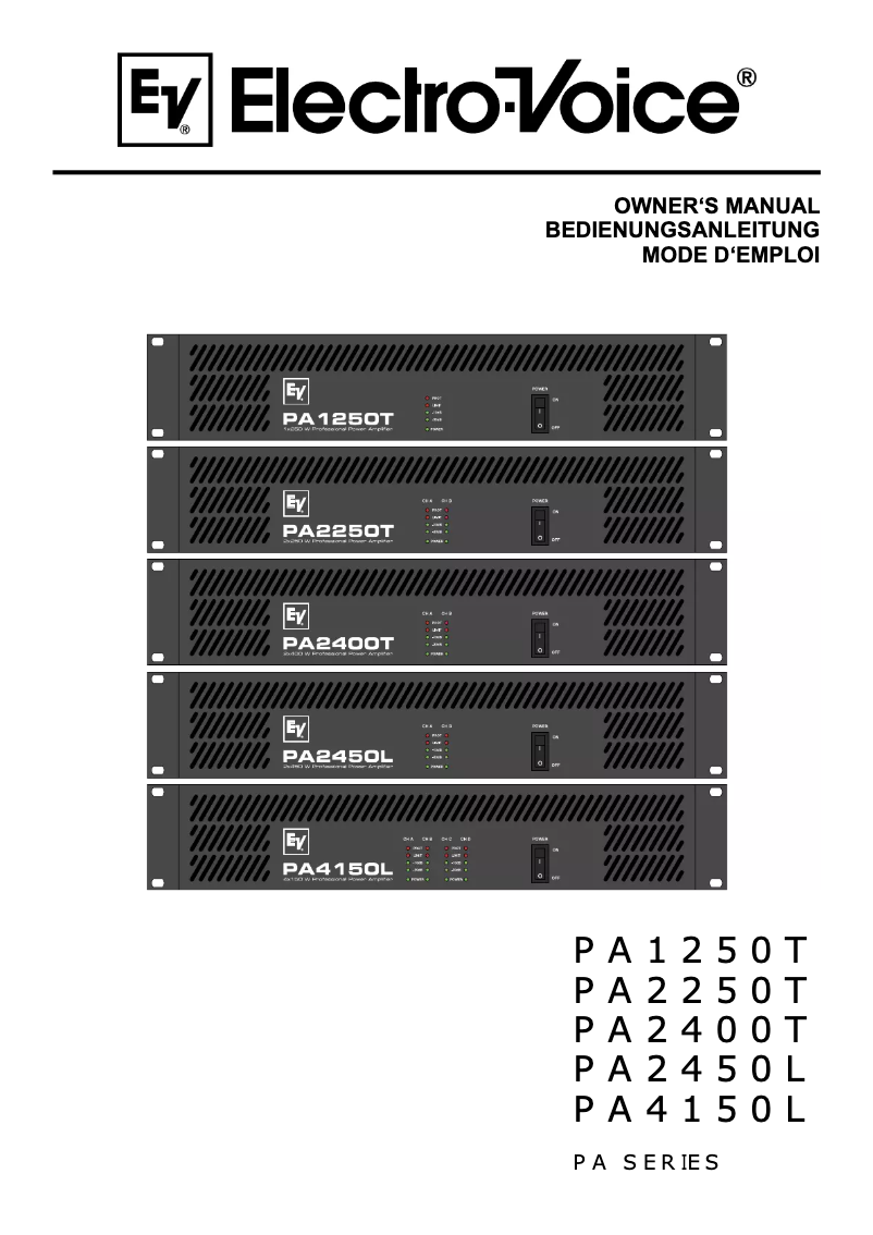 Page n°1 - Manuel utilisateur Electro-Voice PA2400T