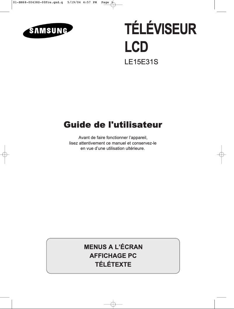 Page n°1 - Manuel utilisateur Samsung LE15E31S