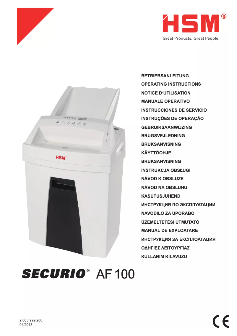 Image de la première page du manuel de l'appareil Securio AF100c