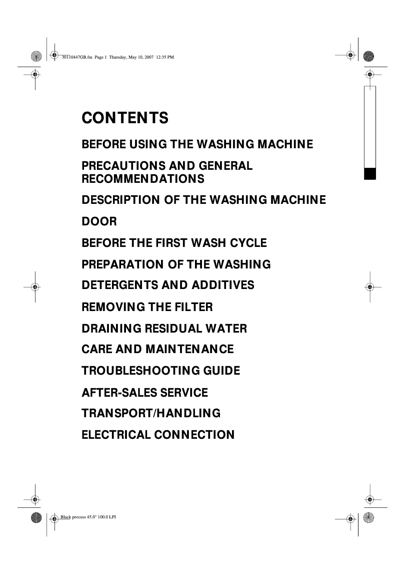 Page 1 de la notice Manuel utilisateur Whirlpool AWO/D 050