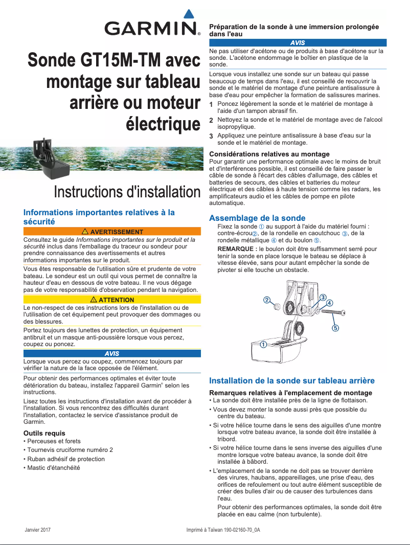 Page 1 de la notice Manuel utilisateur Garmin GT15M-TM