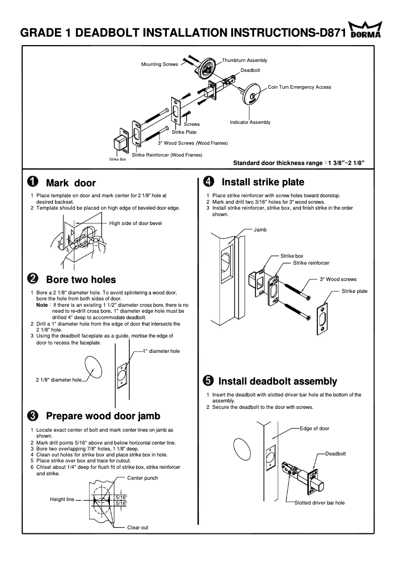 Page n°1 - Manuel utilisateur Dormakaba D800