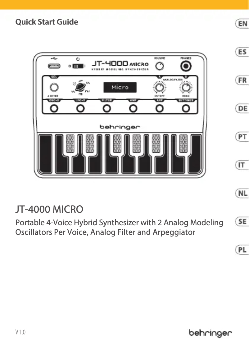Page 1 de la notice Manuel utilisateur Behringer JT-4000 Micro