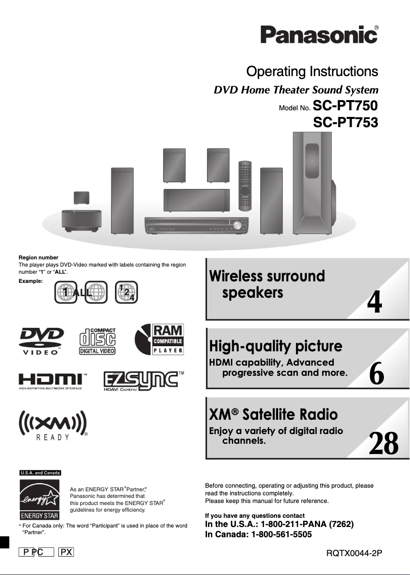 Página 1 del manual Manual de usuario Panasonic SC-PT750