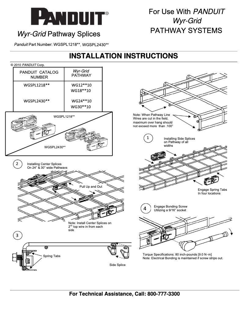 Page 1 de la notice Manuel utilisateur Panduit WGSPL2430BL
