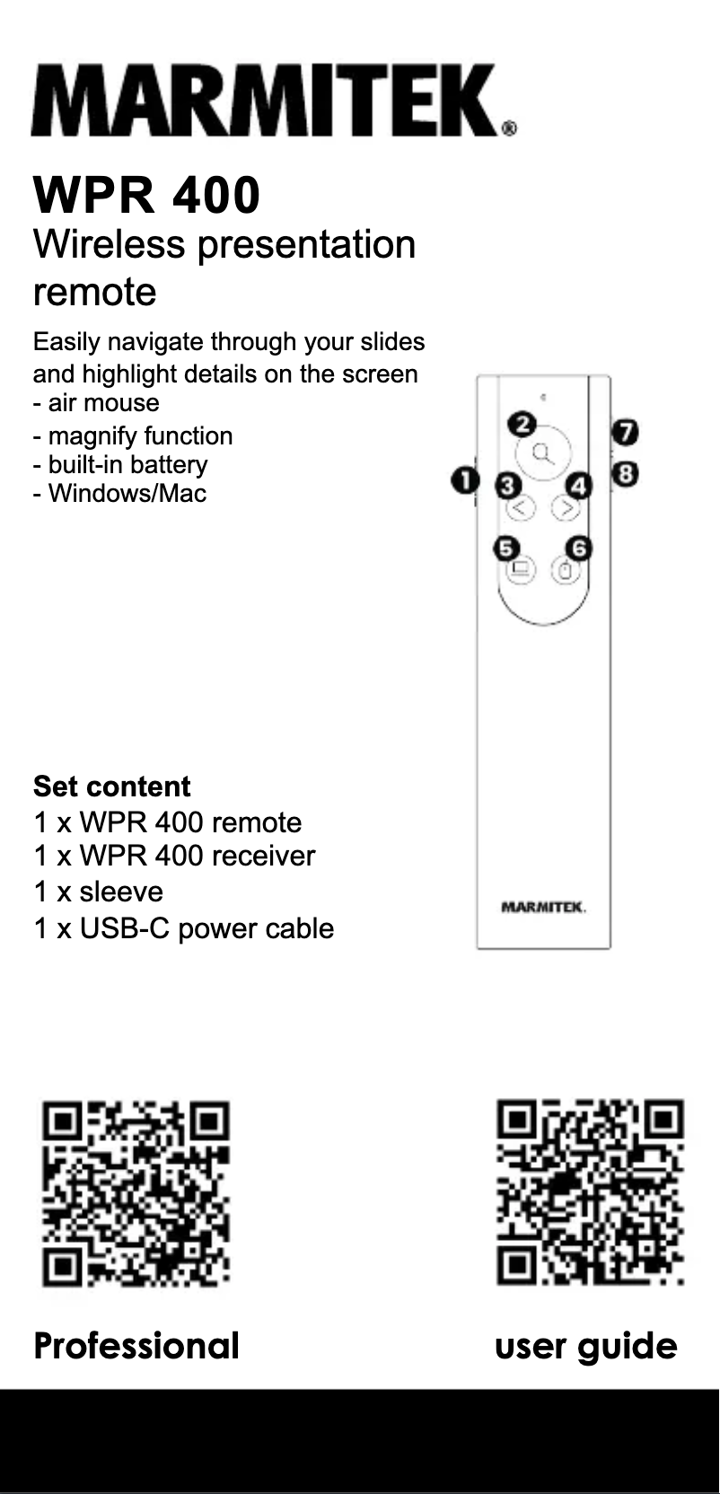 Page n°1 - Manuel utilisateur Marmitek WPR 400