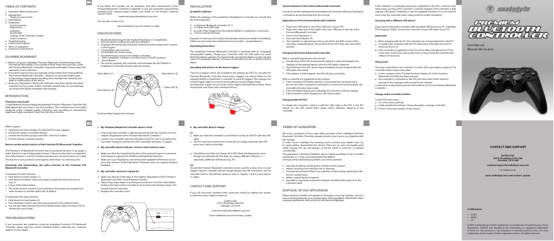Page n°1 - Manuel utilisateur Snakebyte Premium Bluetooth (PS3)