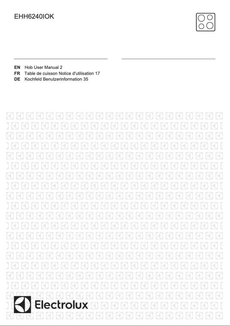 Page 1 de la notice Manuel utilisateur Electrolux EHH6240IOK