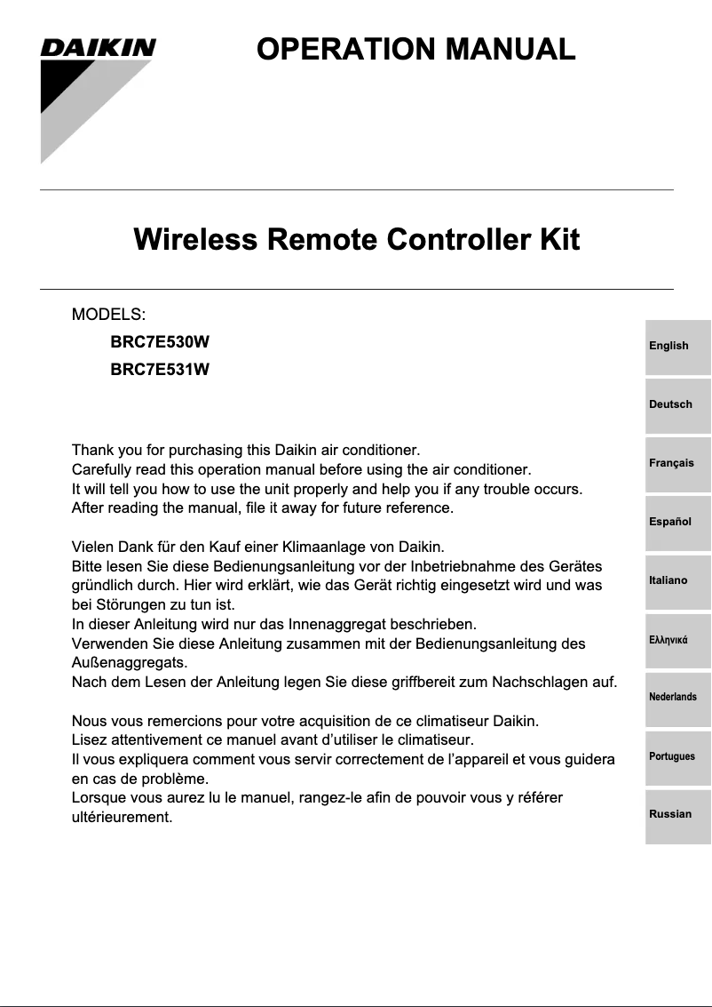 Página 1 del manual Manual de usuario Daikin BRC7E530