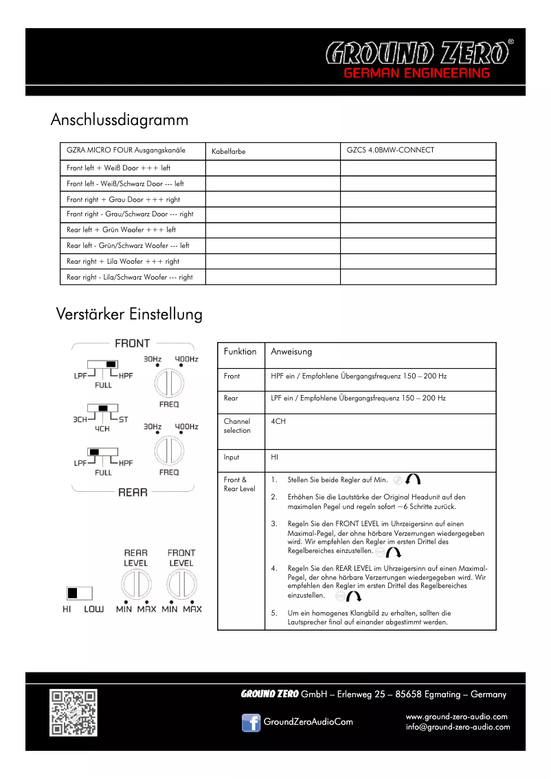 Page 1 of the manual User Manual Ground Zero GZCS 4.0BMW-CONNECT