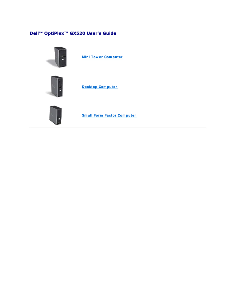 Image de la première page du manuel de l'appareil OptiPlex GX520