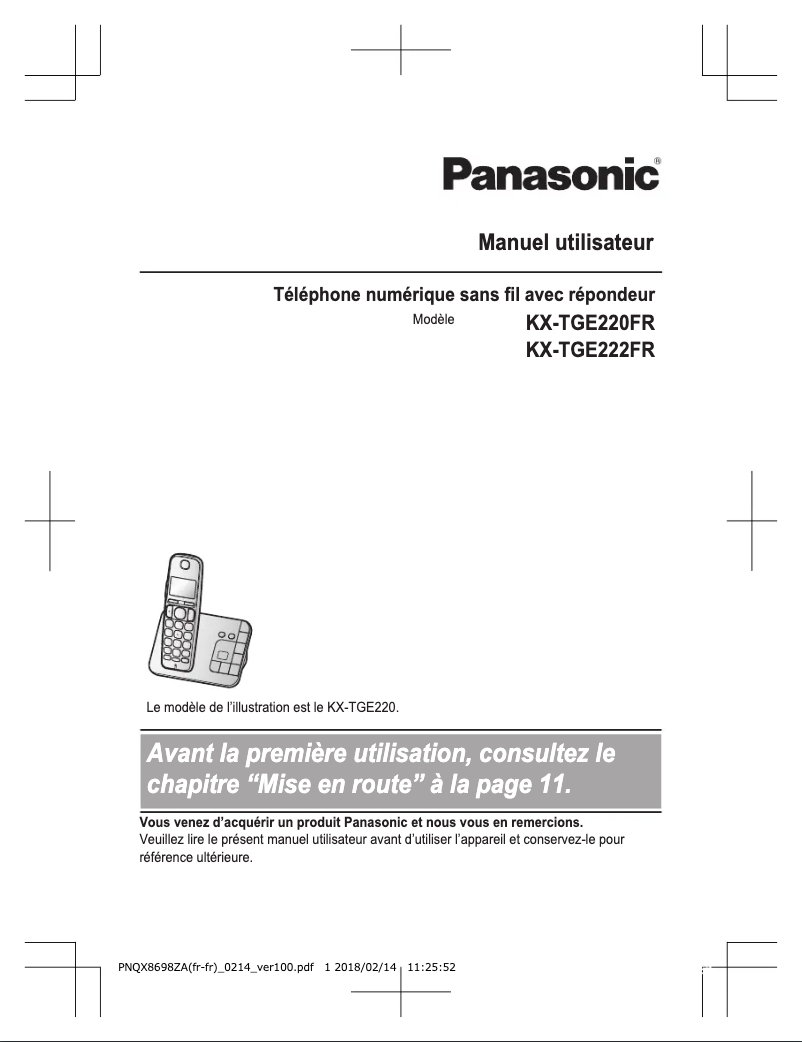 Página 1 del manual Manual de usuario Panasonic KX-TGE220FR