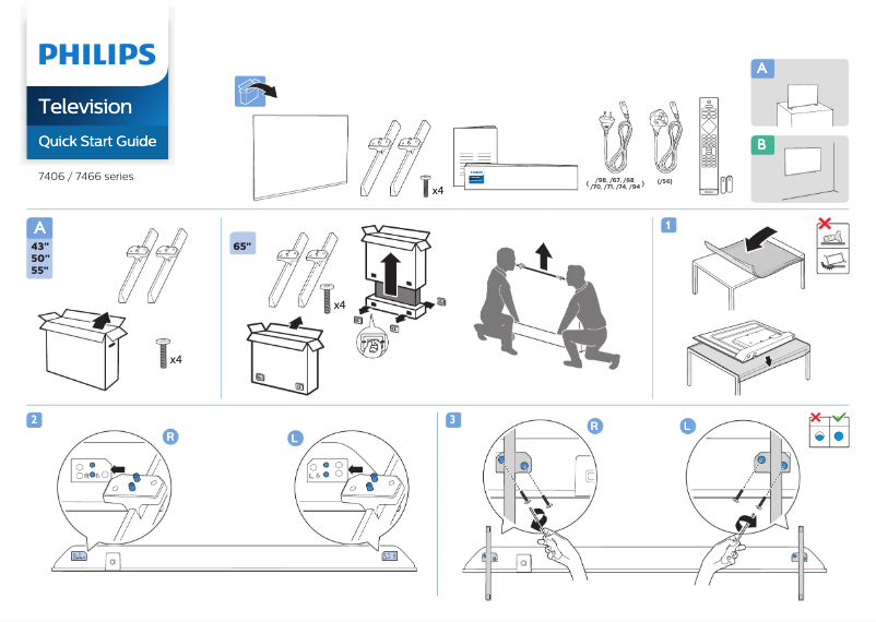 Page n°1 - Guide de démarrage rapide Philips 55PUD7406