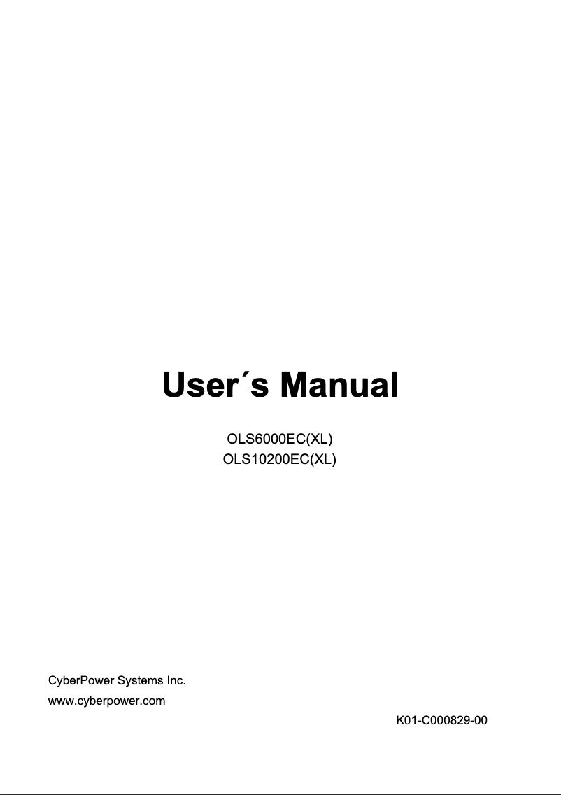 Page n°1 - Manuel utilisateur CyberPower OLS6000ECXL