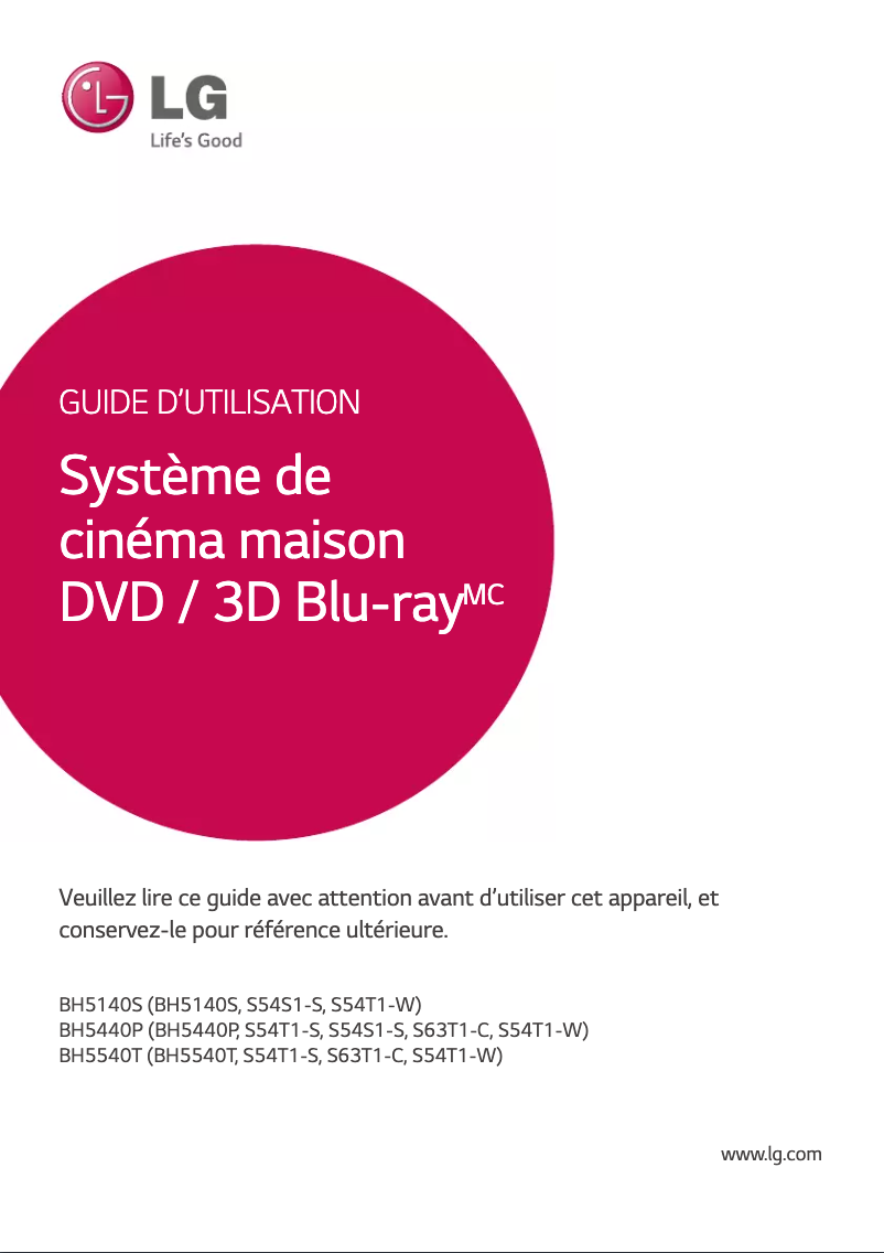 Page n°1 - Manuel utilisateur LG BH5140S