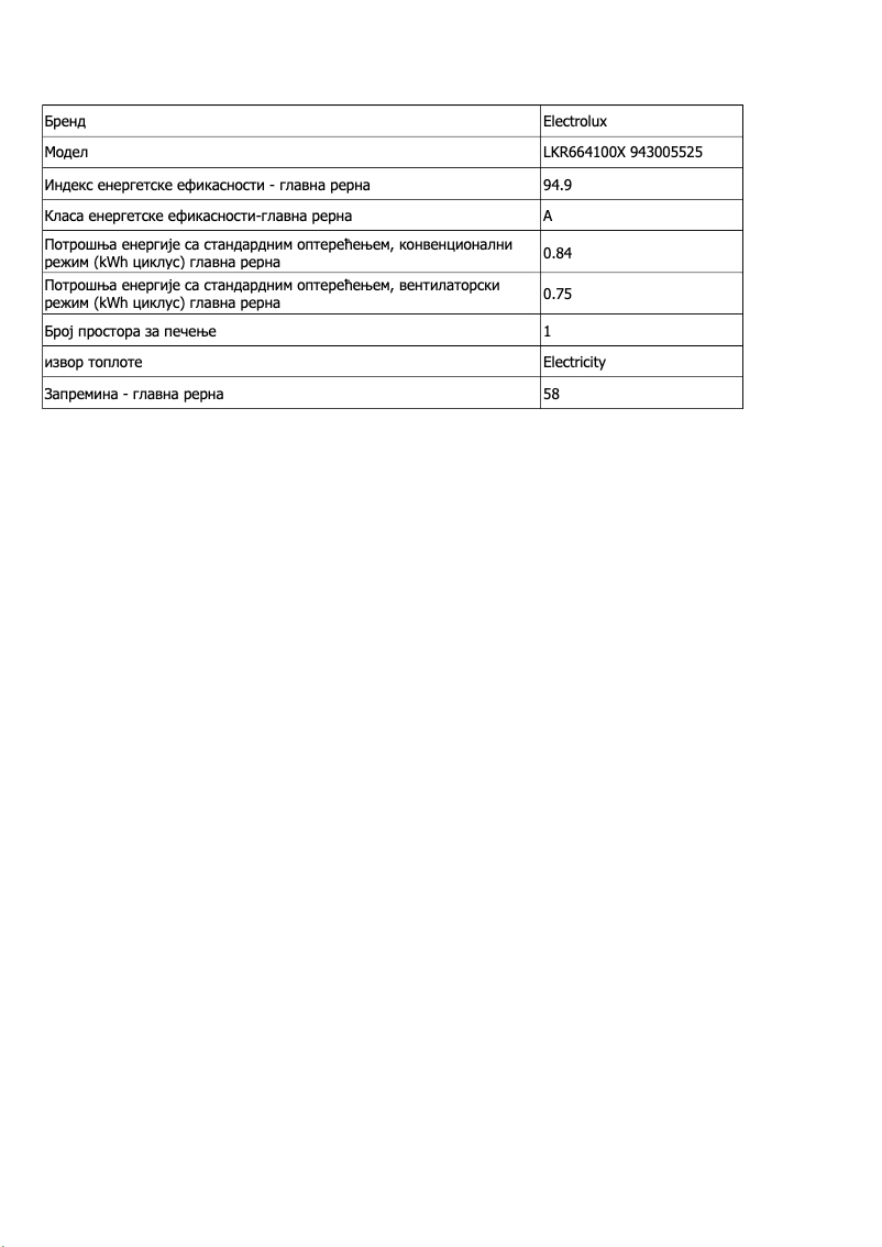 Page n°1 - Fiche technique Electrolux LKR664100X