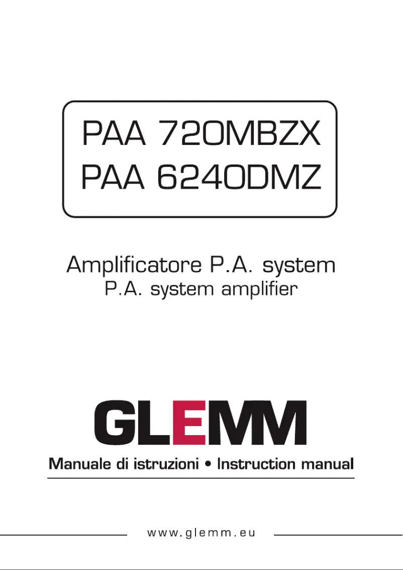 Page n°1 - Manuel utilisateur Glemm PAA 720MBZX