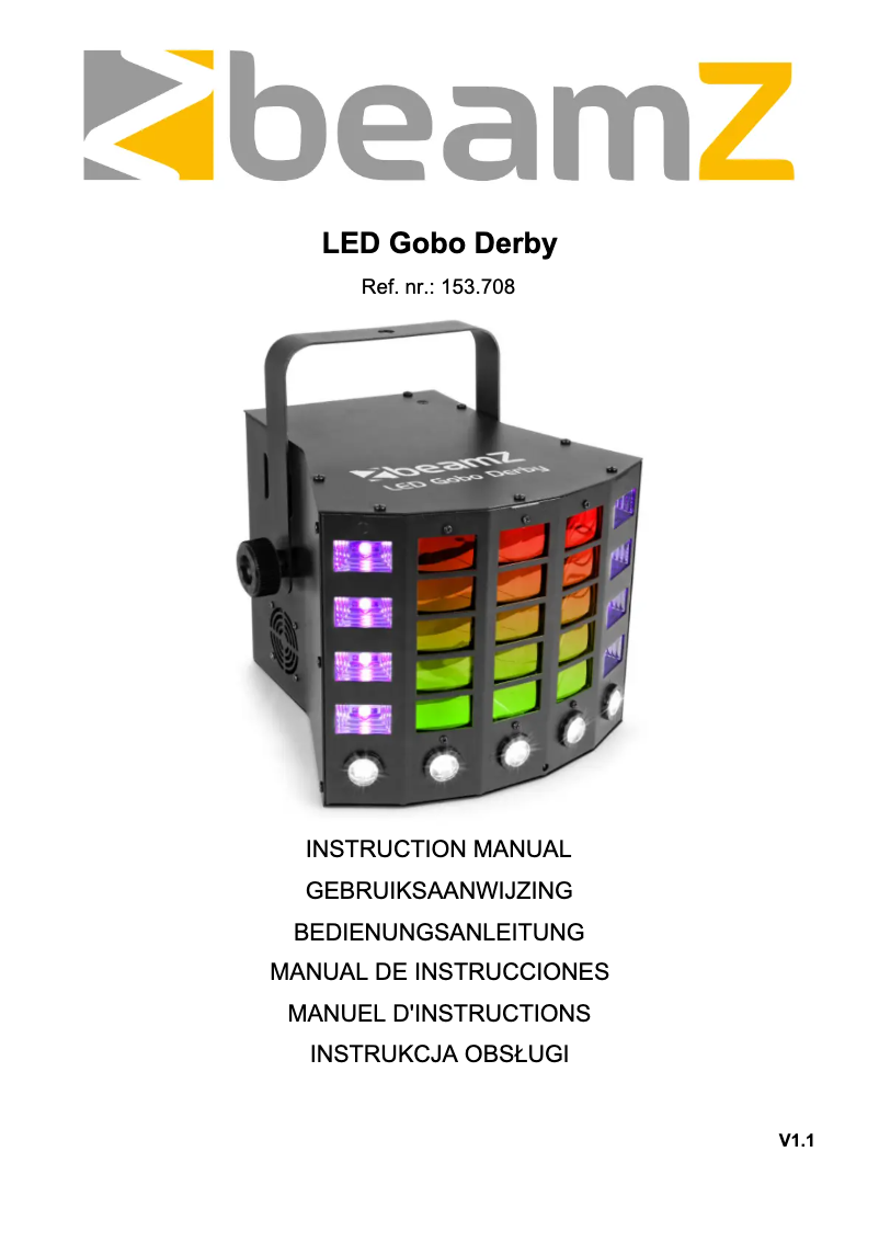 Page 1 de la notice Manuel utilisateur BeamZ LED Gobo Derby