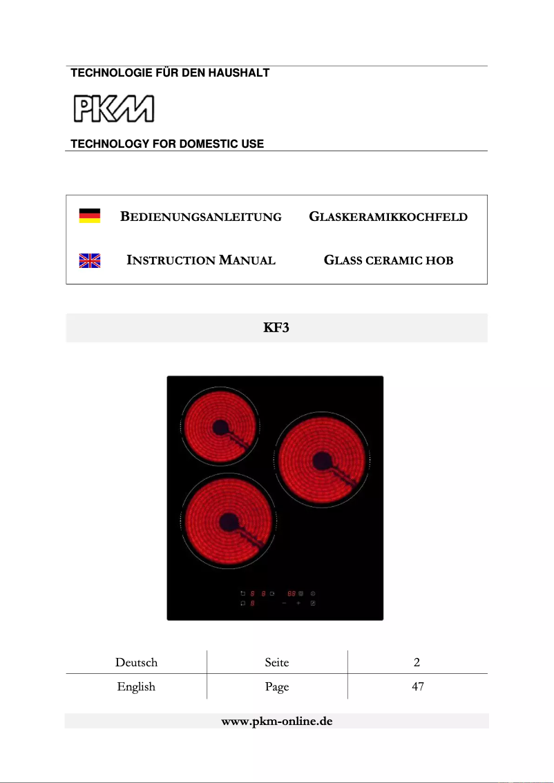 Page 1 de la notice Manuel utilisateur PKM KF3