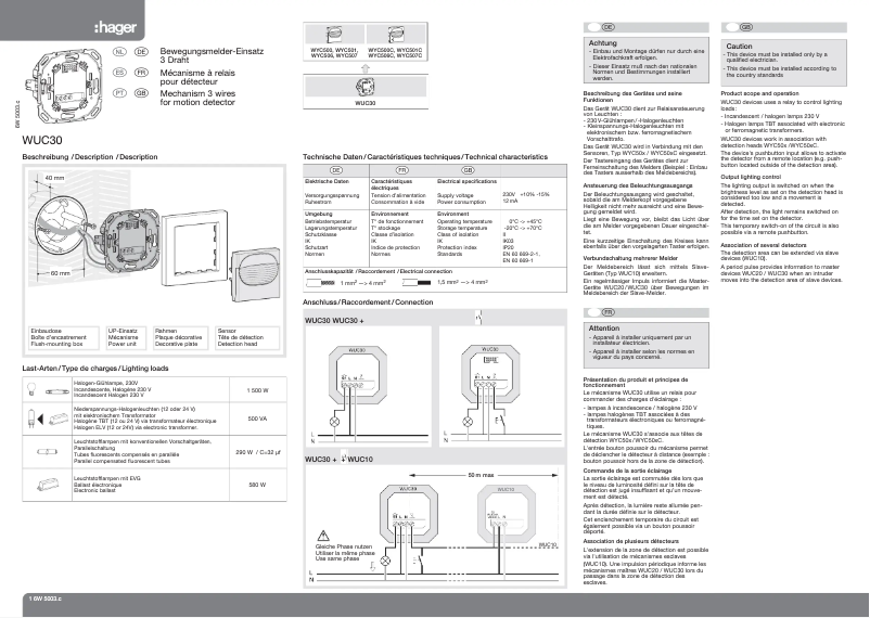 Page 1 de la notice Manuel utilisateur Hager WUC30