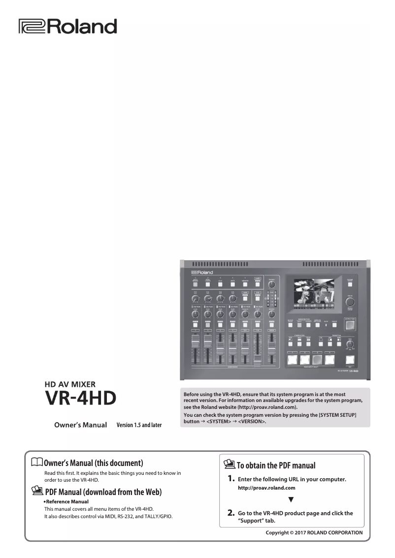Image de la première page du manuel de l'appareil VR-4HD