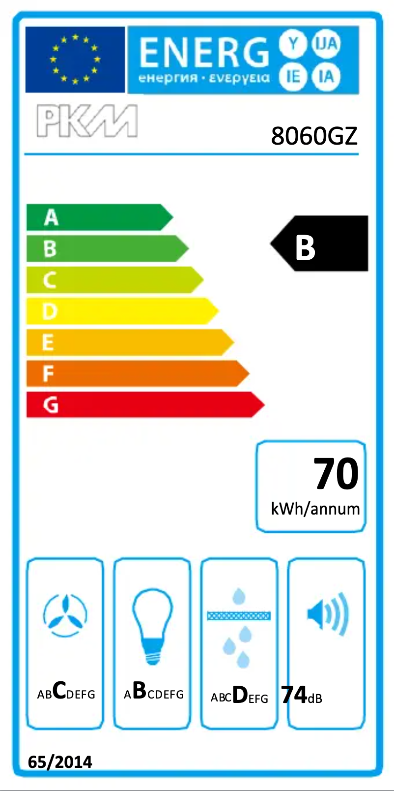 Page 1 de la notice Label énergétique PKM 8060G Z