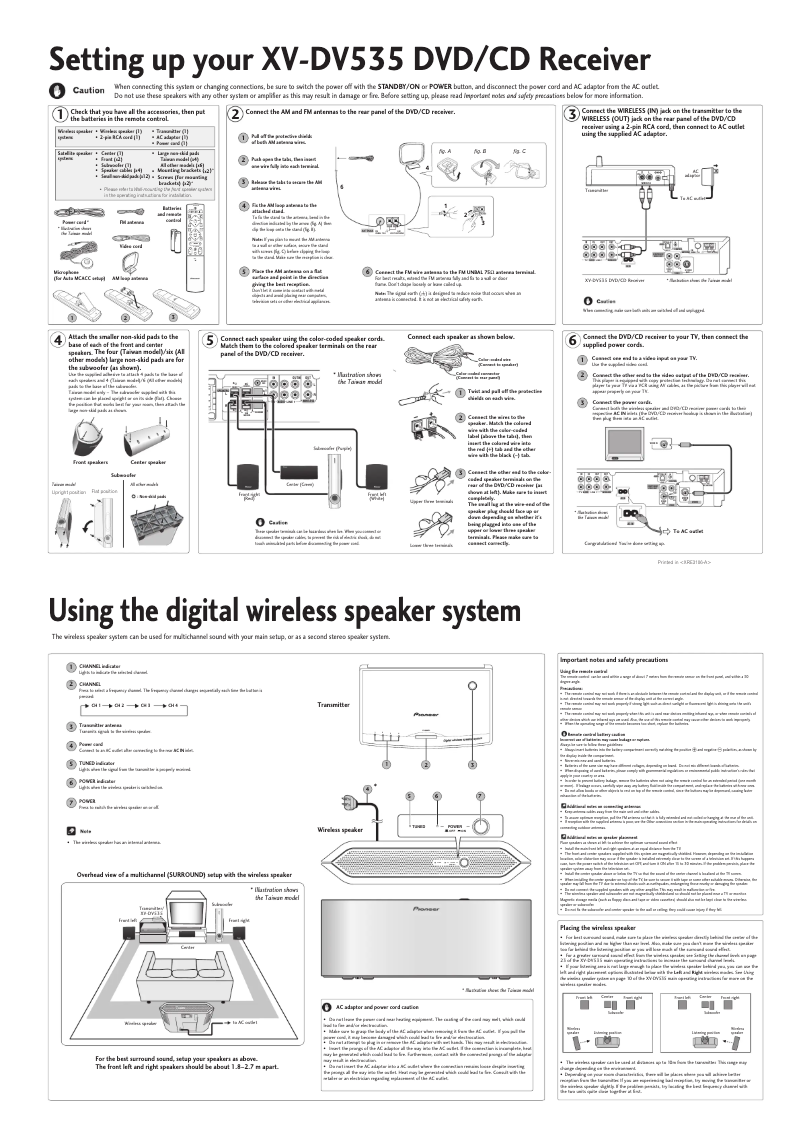 Page 1 de la notice Manuel utilisateur Pioneer DCS-535