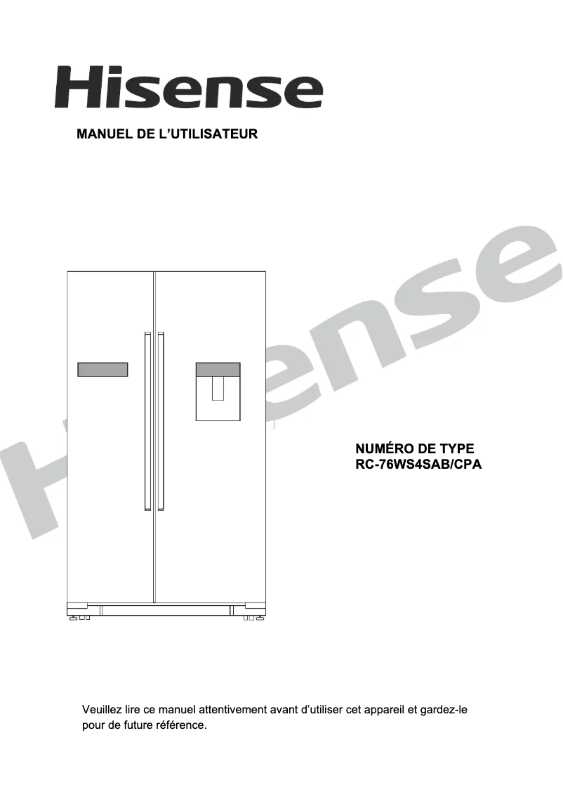 Page 1 de la notice Manuel utilisateur Hisense RS723N4WC1