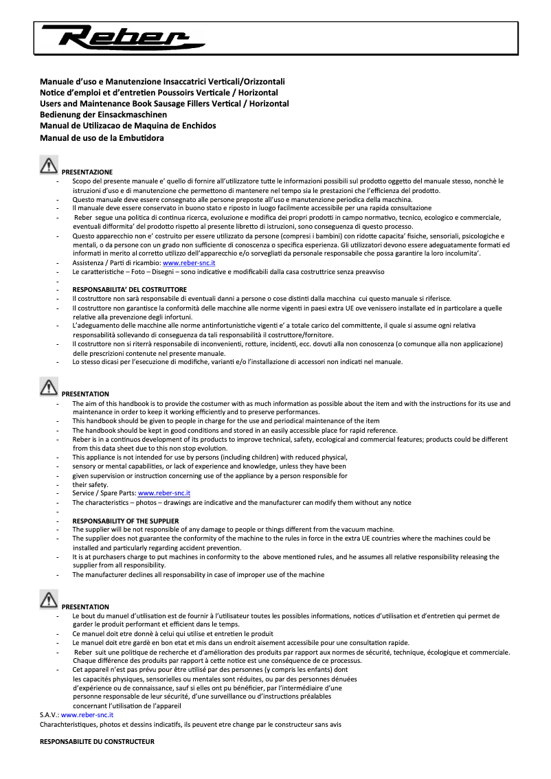 Página 1 del manual Manual de usuario Reber 8971 V