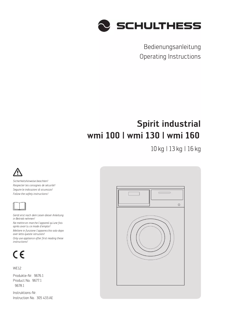 Page n°1 - Manuel utilisateur Schulthess Spirit industrial WMI 130