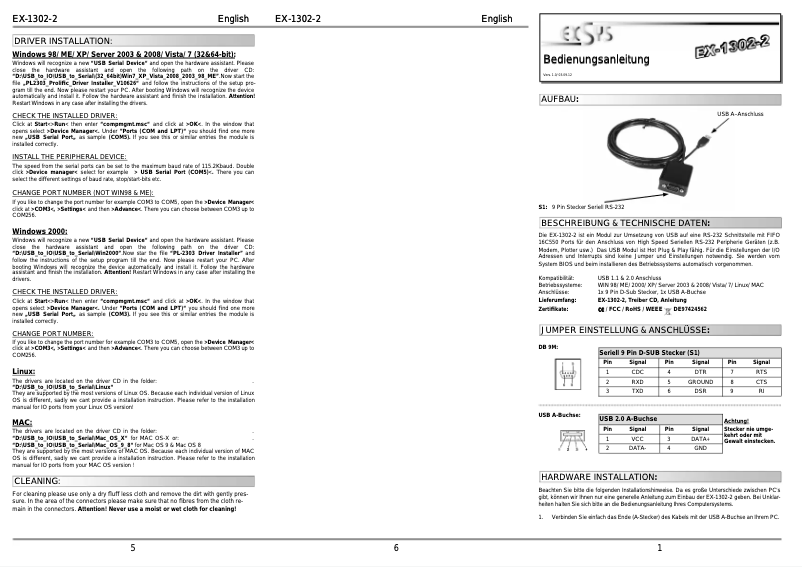 Página 1 del manual Manual de usuario EXSYS EX-1302-2