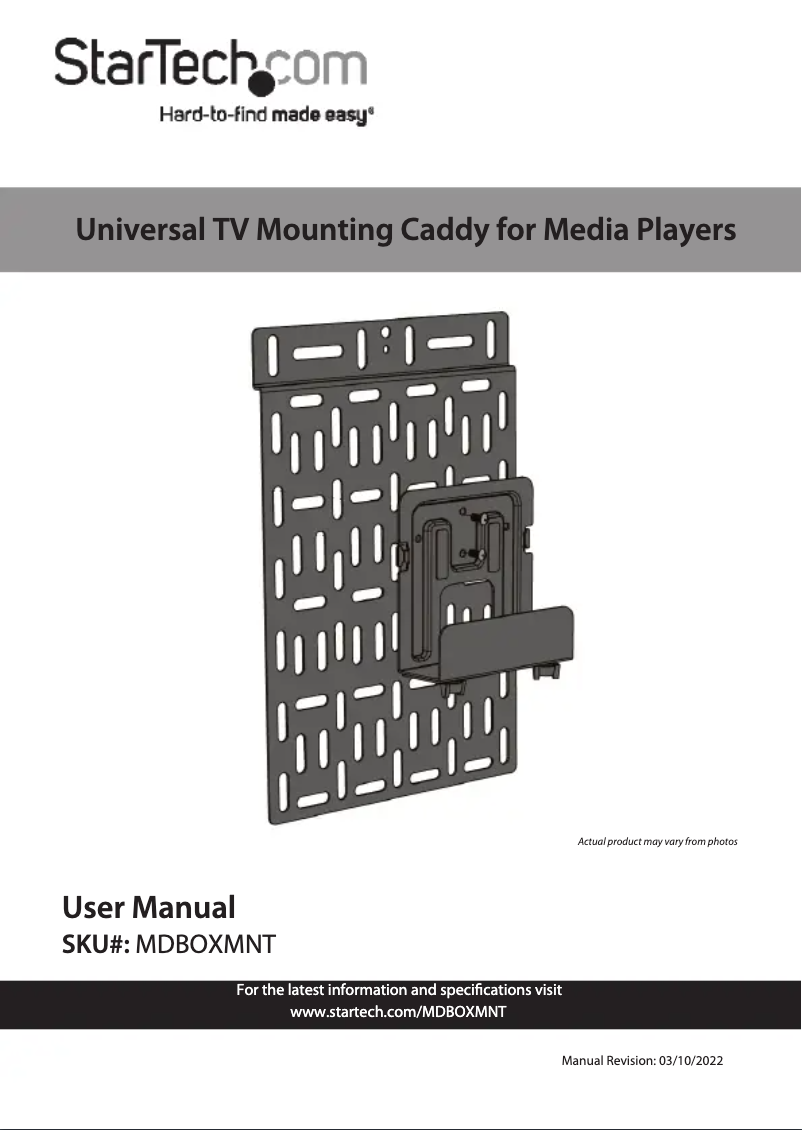 Page 1 de la notice Manuel utilisateur StarTech.com MDBOXMNT