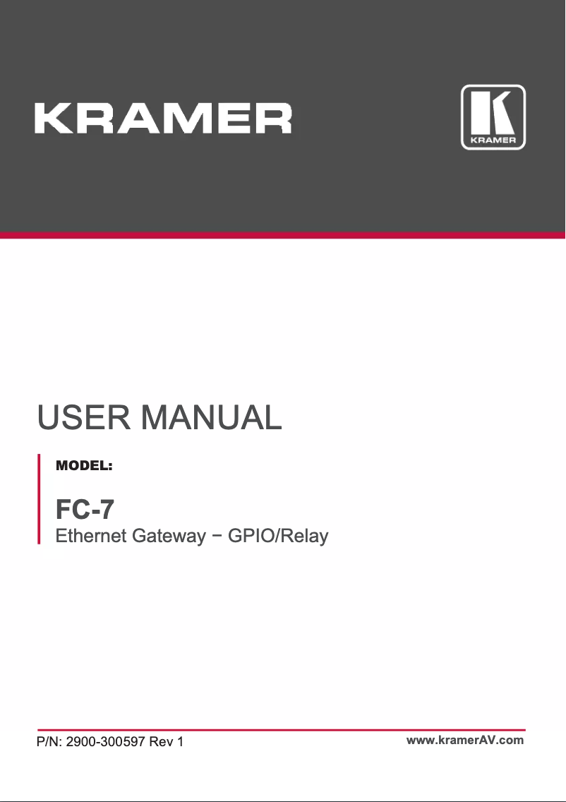 Page n°1 - Manuel utilisateur Kramer FC-7