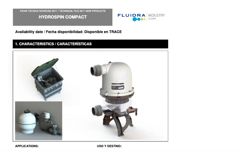 Page n°1 - Fiche technique AstralPool HydroSpin Compact