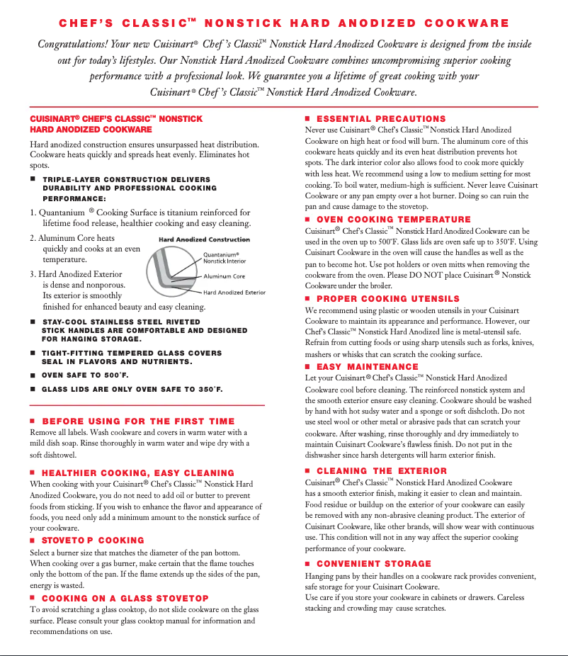 Page 1 de la notice Manuel utilisateur Cuisinart Chef's Classic 630-30